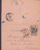 France Postal Stationery Ganzsache Entier Carte-Lettre 25c. Allegorie REIMS (Marne) 1891 BRUXELLES (Arr.) Belgium - Letter Cards