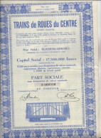 TRAINS DE ROUES DU CENTRE -HOUDENG-AIMERIES BELGIQUE -PART SOCIALE -ANNEE 1944 - Bahnwesen & Tramways