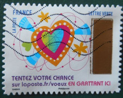 1497 France 2017 Oblitéré Autoadhésif  Envoyez Plus Que Des Vœux Avec Le Timbre à Gratter Timbre Coeur Multicolor - Sonstige & Ohne Zuordnung