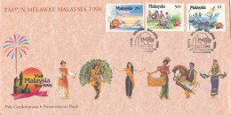 Malaysia FDC 1-1-1990 Visit Malaysia 1990 Complete Set Of 3 With Cachet - Malaysia (1964-...)