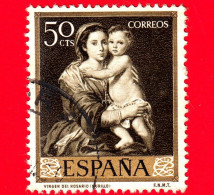 SPAGNA  - Usato - 1960 - Giornata Del Francobollo - Dipinti Di Bartolomé Esteban Murillo - Vergine Del Rosario - 50 - Gebraucht