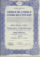 CARRIERES DU BOIS D'ANTHISNES ET EXTENSIONS,GRES ET PETIT GRANIT- LIEGE -  PART SOCIALE -ANNEE 1944 - Mineral