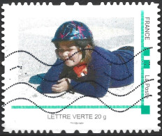 Montimbramoi Jeune Fille - Lettre Verte - Timbre Sur Support - Used Stamps