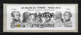 LISA 0,60 € Lettre Prioritaire - Le Salon Du Timbre - Paris 2012 - 2010-... Illustrated Franking Labels