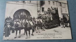 CPA CHEVAL CHEVAUX ATTELES ATTELAGE GEVREY CHAMBERTIN COTE D OR 21 FETE DU VIN 1925 CHAR CHAMBERTIN ROI DES VINS - Gevrey Chambertin