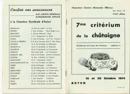 Championnat France Critériums, Coeff 4 - 7me Critérium De La Châtaigne - 19/20 Octobre 1974 - Autun, Liste Engagés - Automobile - F1
