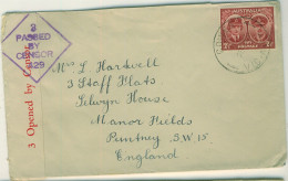 AUSTRALIA  1945 WW2 Censored Cover From COWES VIC To UK With SG 209 - Brieven En Documenten