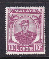 Malaya - Johore: 1949/55   Sultan Ibrahim    SG139    10c     MH - Johore