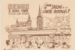 TGV ILL 67 . Redon  . Illustrateur J Belom . 500 Ex . 4éme Salon De La Carte Postale . TGV . 02 04 1989 . - Manifestaciones