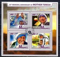 Maldives 2017 Célébrités Mère Teresa (15) Yvert N° 5898 à 5901 Oblitérés Used - Maldivas (1965-...)