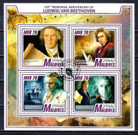 Maldives 2017 Célébrités Beethoven (24) Yvert N° 5666 à 5669 Oblitérés Used - Maldivas (1965-...)