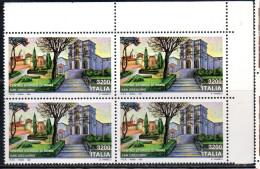 ITALIA REPUBBLICA ITALY 1991 PATRIMONIO ARTISTICO E CULTURALE CHIESA S. GREGORIO AL CELIO QUARTINA ANGOLO DI FOGLIO MNH - 1991-00:  Nuovi