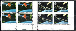 ITALIA REPUBBLICA ITALY REPUBLIC 1991 EUROPA CEPT UNITA SPAZIO SPACE SERIE COMPLETA SET QUARTINA ANGOLO DI FOGLIO MNH - 1991-00: Mint/hinged