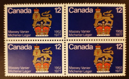 Canada 1977 MNH Sc #735**  4 X 12c Block, Governors General - Neufs