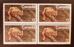 Canada 1977 MNH Sc #732**  4 X 12c Block, Cougar - Ongebruikt