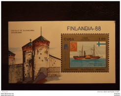 Cuba 1988 Finlandia 88 Bateau-poste Boot Chateau Kasteel Yv BF 104 MNH ** - Blokken & Velletjes