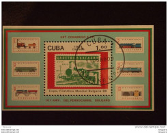 Cuba 1989 Expo Bulgaria '89 Locomotives Yv BF 114 O - Blocks & Sheetlets