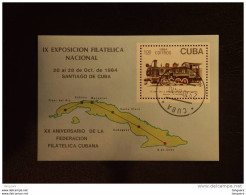 Cuba 1984 Locomotive Carte Map IX Expo Philatelique Yv BF 86  O - Blocks & Sheetlets