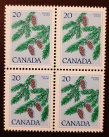 Canada 1977 MNH Sc #718**  4 X 20c Block, Douglas Fir - Neufs