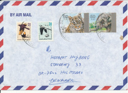 Israel Air Mail Cover Sent To Denmark With Panther And Elephant Stamps - Airmail