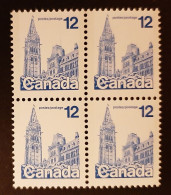 Canada 1977 MNH Sc #714**  4 X 12c Block, House Of Parliament - Neufs