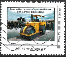 Montimbramoi Destruction De Contrefaçons De Timbres Par La Police Philatélique - Lettre Prioritaire - Timbre Sur Support - Usados