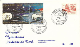 Greenland Cover With Special Christmas Postmark Sdr. Strömfjord 25-12-1980 Also With 3 Christmas Sesals Sent To Denmark - Storia Postale