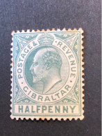 SG 76.  1/2d Blue Green. MH* Toning - Gibraltar