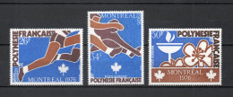 POLYNESIE  PA  N°  110 à 112   NEUFS SANS CHARNIERE COTE  26.50€    JEUX OLYMPIQUES MONTREAL SPORT - Neufs