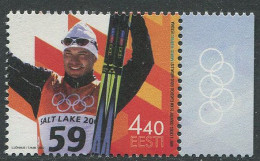 Estonia:Unused Stamp Salt Lake City Olympic Games, Olympic Champion Andrus Veerpalu, 2002, MNH - Hiver 2002: Salt Lake City