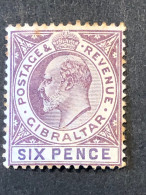 SG 50. 6d Dull Purple And Violet MH* Toning On Gum - Gibraltar