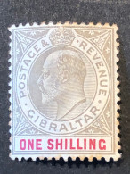 SG 51. 1s Black And Carmine MH* Toning On Gum - Gibraltar