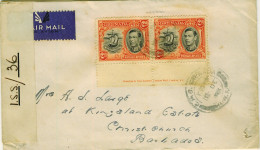 GRENADA 1943 KGVI WW2 Censored Cover To Christ Church Barbados  With Imprint & I.S.S/.36 - Grenada (...-1974)