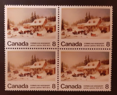 Canada 1972 MNH Sc #610**and 610i**,  4 X 8c Block, C.Krieghoff, With 2x #610i Variety, Broken Door Frame - Neufs