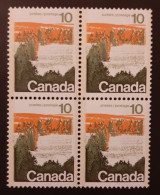 Canada 1972 MNH Sc #594a**,  4 X 10c Block, Perf.13.3 Type II, Landscape, Forest - Ongebruikt