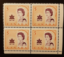 Canada 1967 MNH Sc #471**  4 X 5c Block, Queen Elizabeth - Ungebraucht