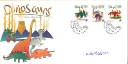 Singapore FDC 22-4-1998 Dinosaurs Complete Set Of 3 With Cachet - Singapore (1959-...)