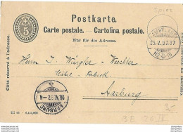 103 - 28 - Entier Postal Avec Cachet Chemins De Fer "Ambulant No 15" 1897 - Entiers Postaux