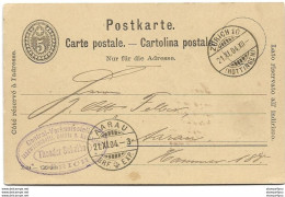 103 - 81- Entier Postal Avec Cachets à Date Zürich Et Aarau 1904 - Entiers Postaux