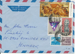 India Air Mail Cover Sent To Denmark 5-8-1975 With More Topic Stamps - Airmail