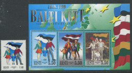 Estonia:Unused Stamp And Block Baltic Chain 10 Years, Joint Issue, 1999, MNH - Estonie