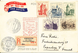 Netherlands Registrered FDC 15-5-1951 Complete Set. Special Flight Eindhoven - Amsterdam Philips 60 Years Of Progress - FDC