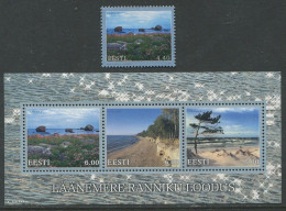 Estonia:Unused Stamp And Block Baltic Sea Coast Nature, Joint Issue, 2001, MNH - Estonie