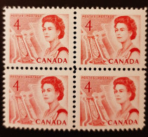 Canada 1967 MNH Sc #457**  4 X 4c Block, Queen Elizabeth, Centennial - Nuovi