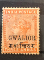 SG 24   3 Annas Orange.  MH* - Gwalior