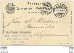 103 - 89 - Entier Postal Avec Rare Oblit Rasoir Aarau 1906 - Marcophilie