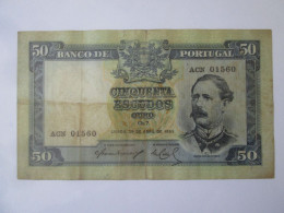 Rare! Portugal 50 Escudos 1953 Banknote See Pictures - Portogallo