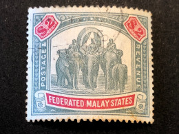 FEDERATED MALAY STATES SG 24. $2 Green And Carmine FU CV £200 - Federated Malay States