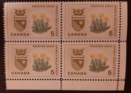 Canada 1964 MNH Sc #429**  4 X 5c Block, Floral Emblems, Northwest Territories - Unused Stamps