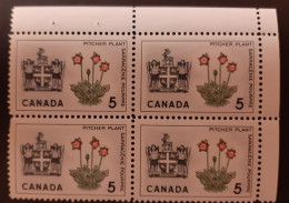 Canada 1964 MNH Sc #427**  4 X 5c Block, Floral Emblems, Newfoundland - Nuovi